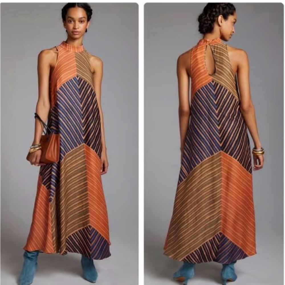 Farm Rio Anthropologie Chevron Maxi Dress